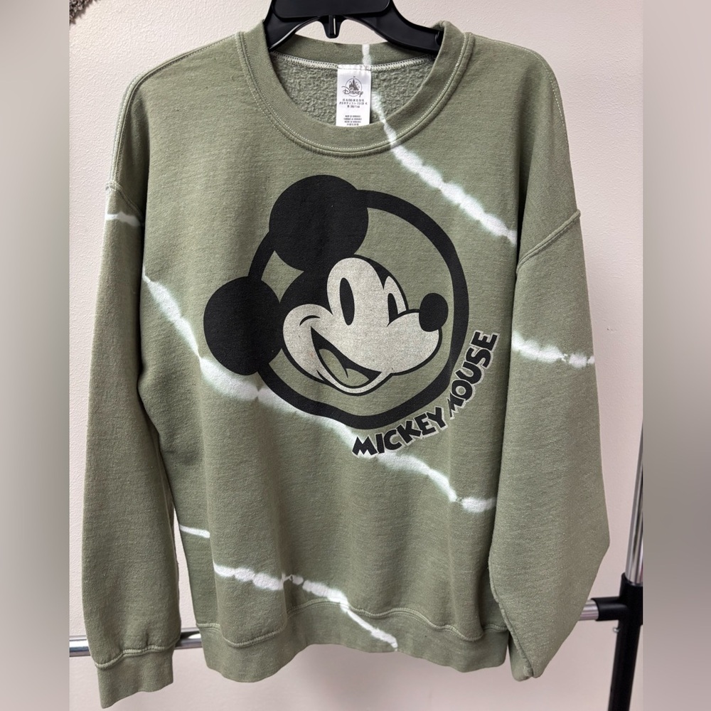 Disney Parks‎ Mickey Mouse Green Tie-Dye Crewneck Sweater Size XL